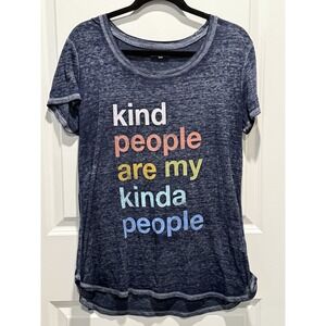 Maurices Women's Blue Graphic T-Shirt Kind People Quote Casual Short Sleeve L